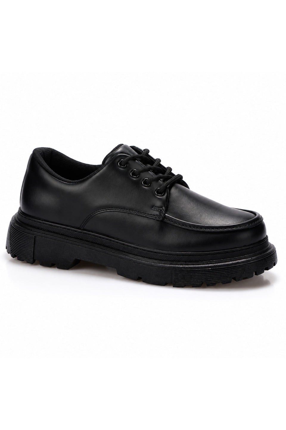 BESKAR KB X6 Men's Lace-Up Thick Sole Classic Shoes — Matte Black
