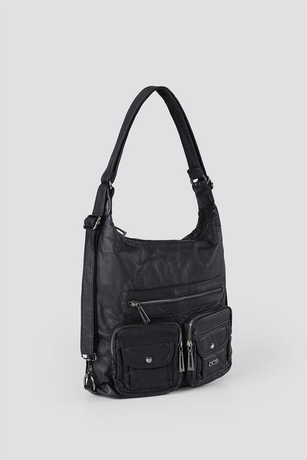 Kinya Siyah Cilt Omuz Çantası