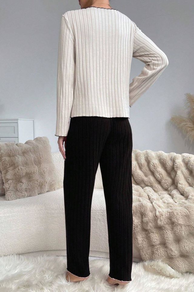 Bella Notte Siyah Pamuklu Kalp Detaylı Pijama Takımı 7157