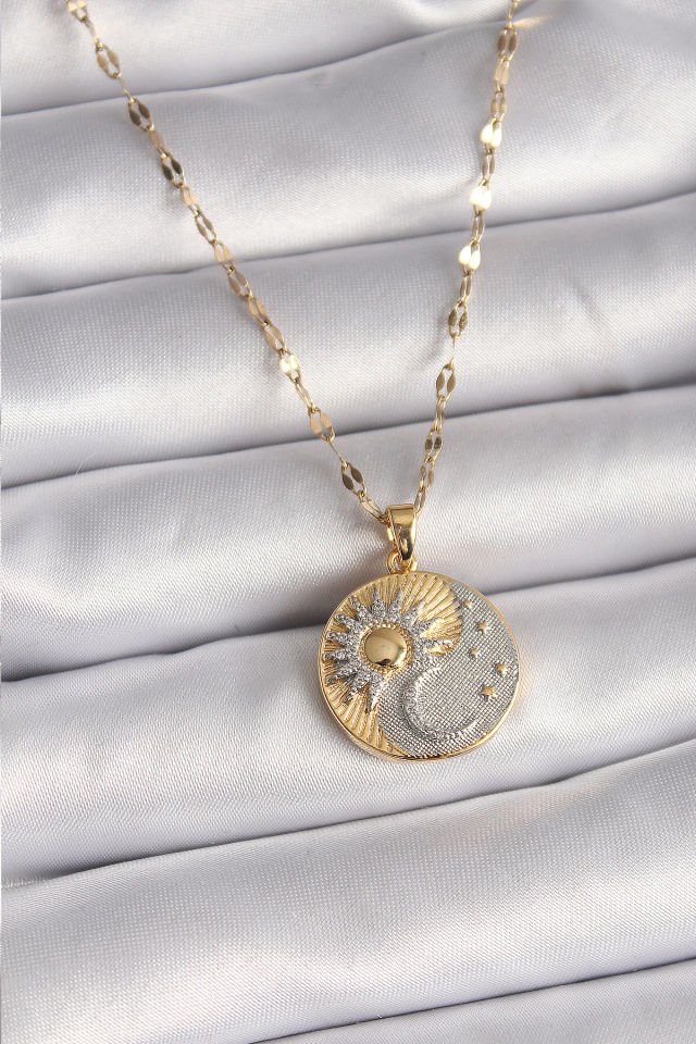 Mix Renk Zirkon Gün Doğumu Batımı Kolye - 316L Çelik