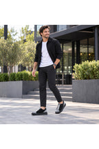 BESKAR KB 007 Siyah Gri Tek Bant Cırtlı Erkek Günlük Sneaker — görsel 7