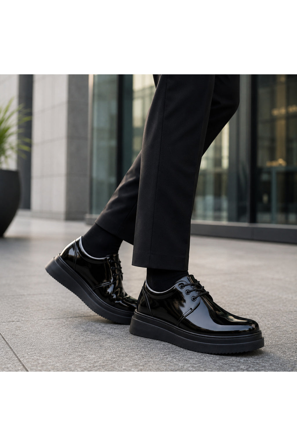 BESKAR KB X3 Kömür Rugan Bağcıklı Erkek Günlük Sneaker Ayakkabı — görsel 2