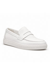 BESKAR BA0580 Kuşaklı Kalın Tabanlı Erkek Loafer Ayakkabı — Beyaz Cilt