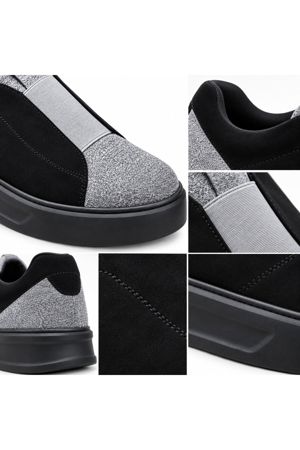 BESKAR KB 007 Siyah Gri Tek Bant Cırtlı Erkek Günlük Sneaker — görsel 6