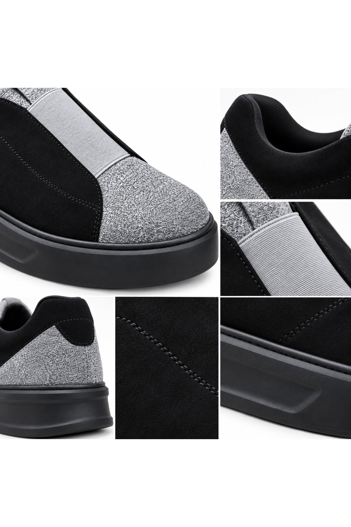 BESKAR KB 007 Siyah Gri Tek Bant Cırtlı Erkek Günlük Sneaker — görsel 6