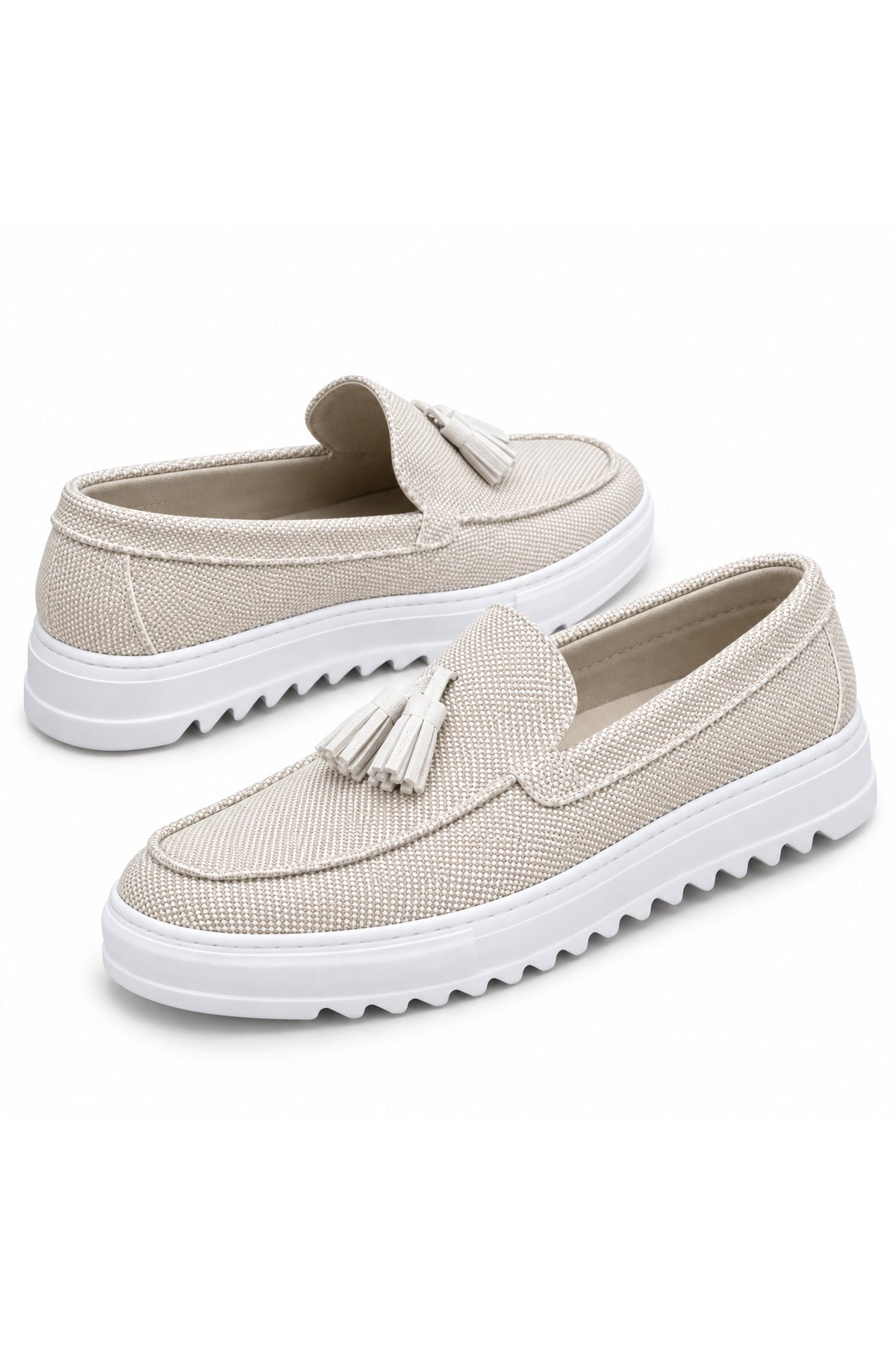 BESKAR BA0154 Beyaz Püsküllü Yüksek Tabanlı Erkek Loafer Ayakkabı — görsel 6