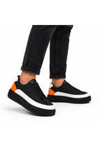 BESKAR BA0801 Siyah Turuncu Paraşüt Kumaş Detaylı Erkek Sneaker — görsel 2