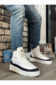 BESKAR BA0811 Paraşüt Kumaş Detaylı Erkek Spor Bot — Beyaz – Lacivert