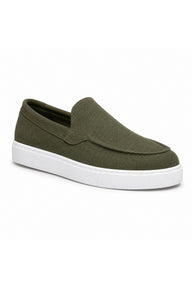BESKAR BA0241 Bağcıksız Yüksek Tabanlı Erkek Sneaker — Haki