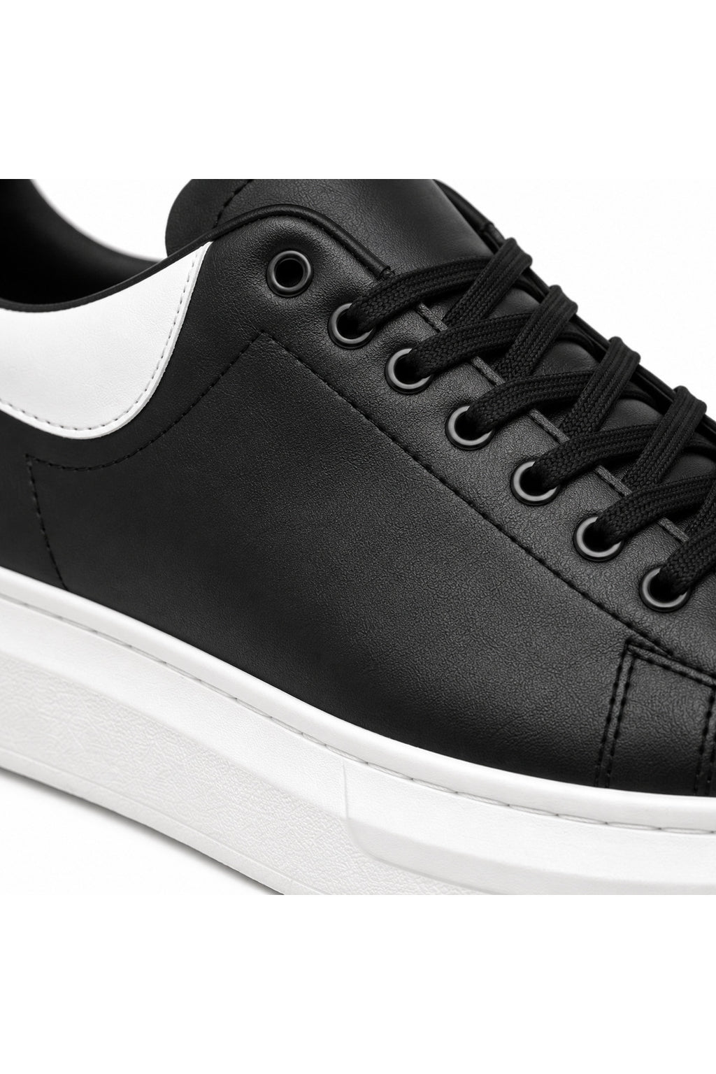 BESKAR BA0547 Siyah Beyaz Topuk Detaylı Bağcıklı Kalın Tabanlı Erkek Sneaker — görsel 3