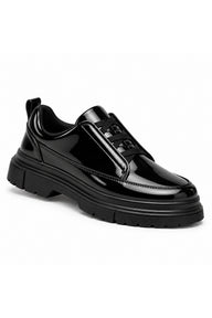 BESKAR KB 703 Bağcıksız Lastikli Erkek Günlük Sneaker — Kömür Rugan