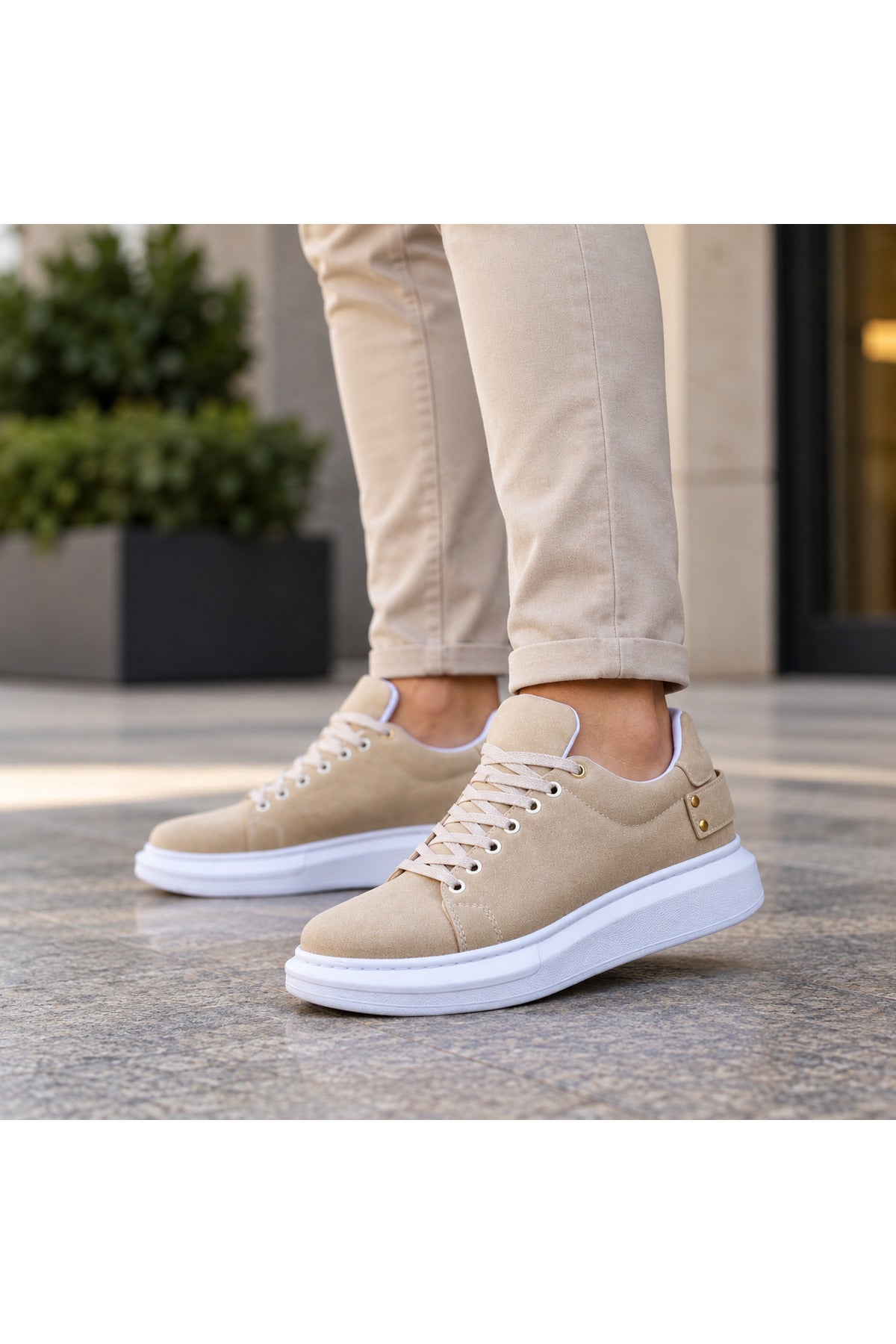 BESKAR KB 047 Bej Süet Görünümlü Erkek Günlük Sneaker Ayakkabı — görsel 2