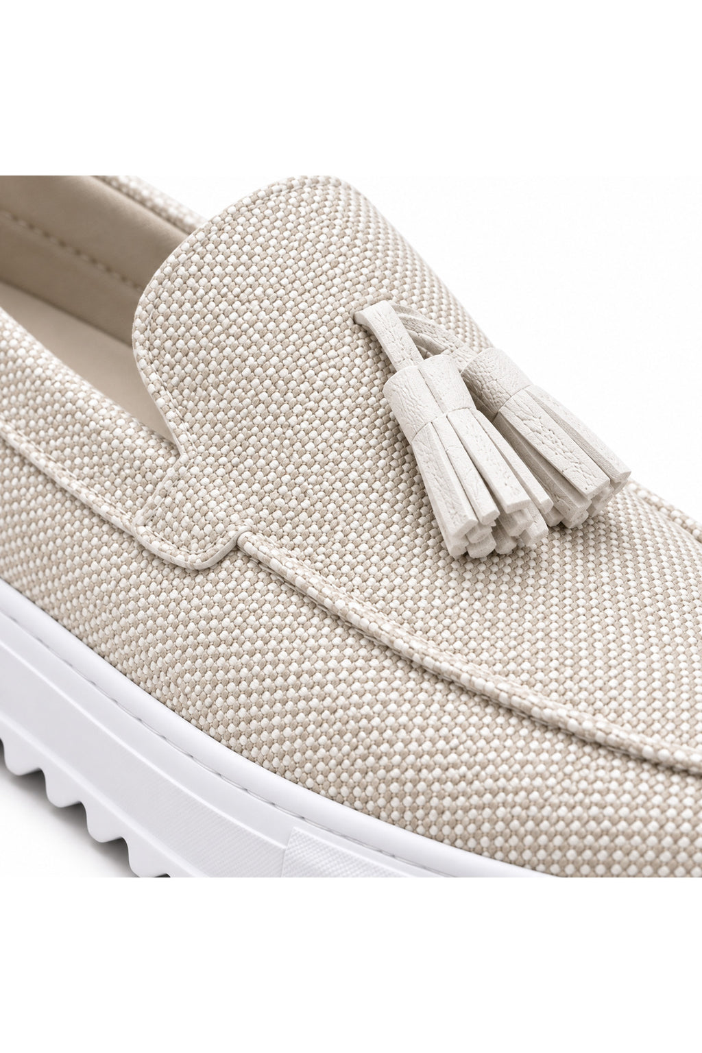 BESKAR BA0154 Beyaz Püsküllü Yüksek Tabanlı Erkek Loafer Ayakkabı — görsel 4