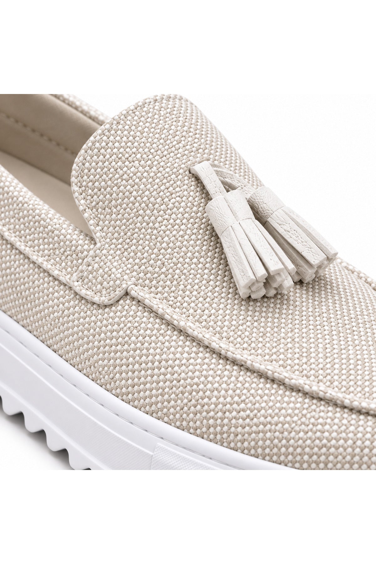 BESKAR BA0154 Beyaz Püsküllü Yüksek Tabanlı Erkek Loafer Ayakkabı — görsel 4