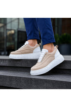 BESKAR KB X10 Bej Süet Görünümlü Yüksek Tabanlı Erkek Günlük Sneaker — görsel 2