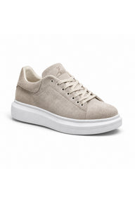BESKAR BA0547 Bağcıklı Kalın Tabanlı Erkek Sneaker — Krem Süet
