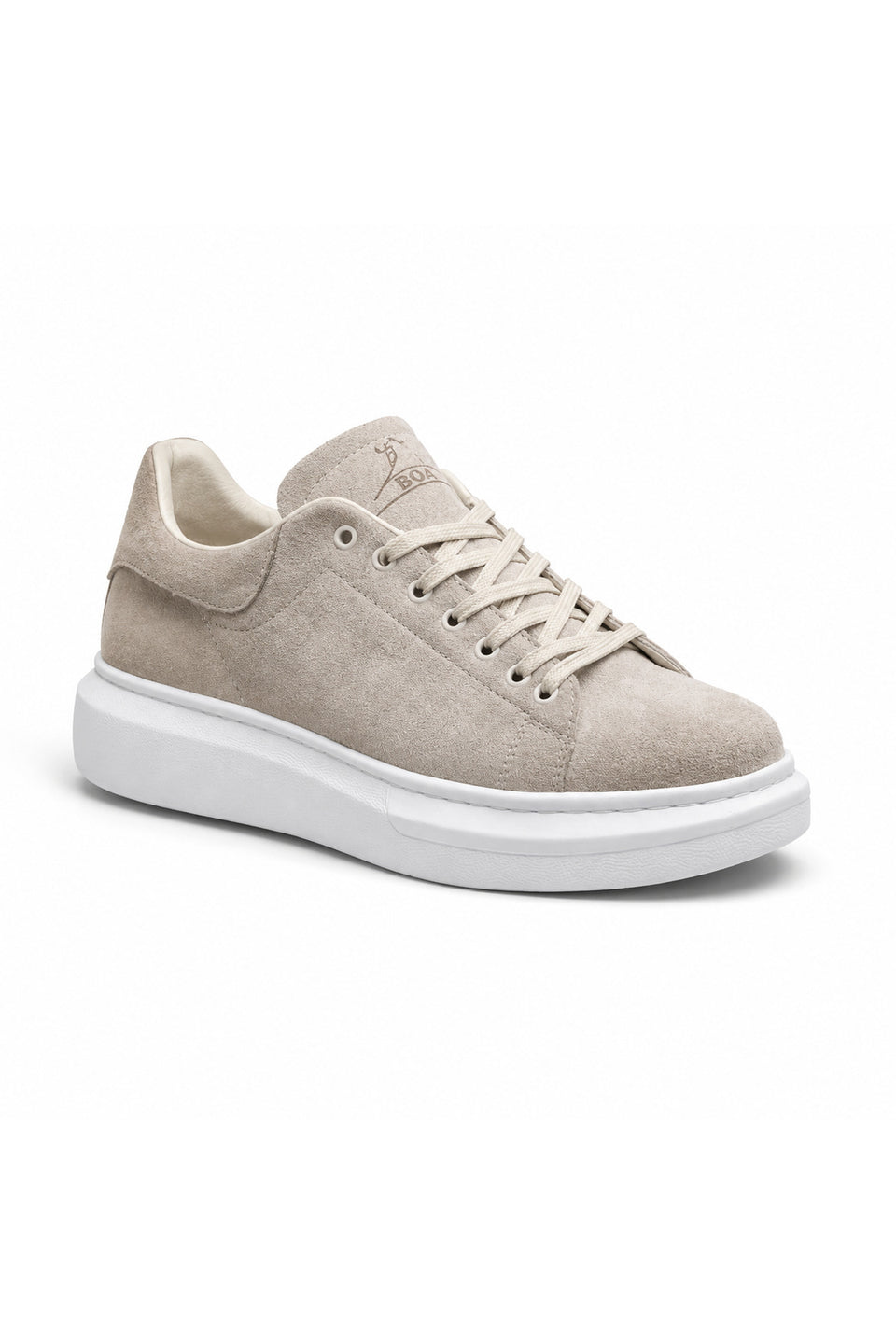 BESKAR BA0547 Krem Süet Görünümlü Bağcıklı Kalın Tabanlı Erkek Sneaker