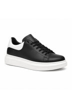 BESKAR BA0547 Siyah Beyaz Topuk Detaylı Bağcıklı Kalın Tabanlı Erkek Sneaker — görsel 1