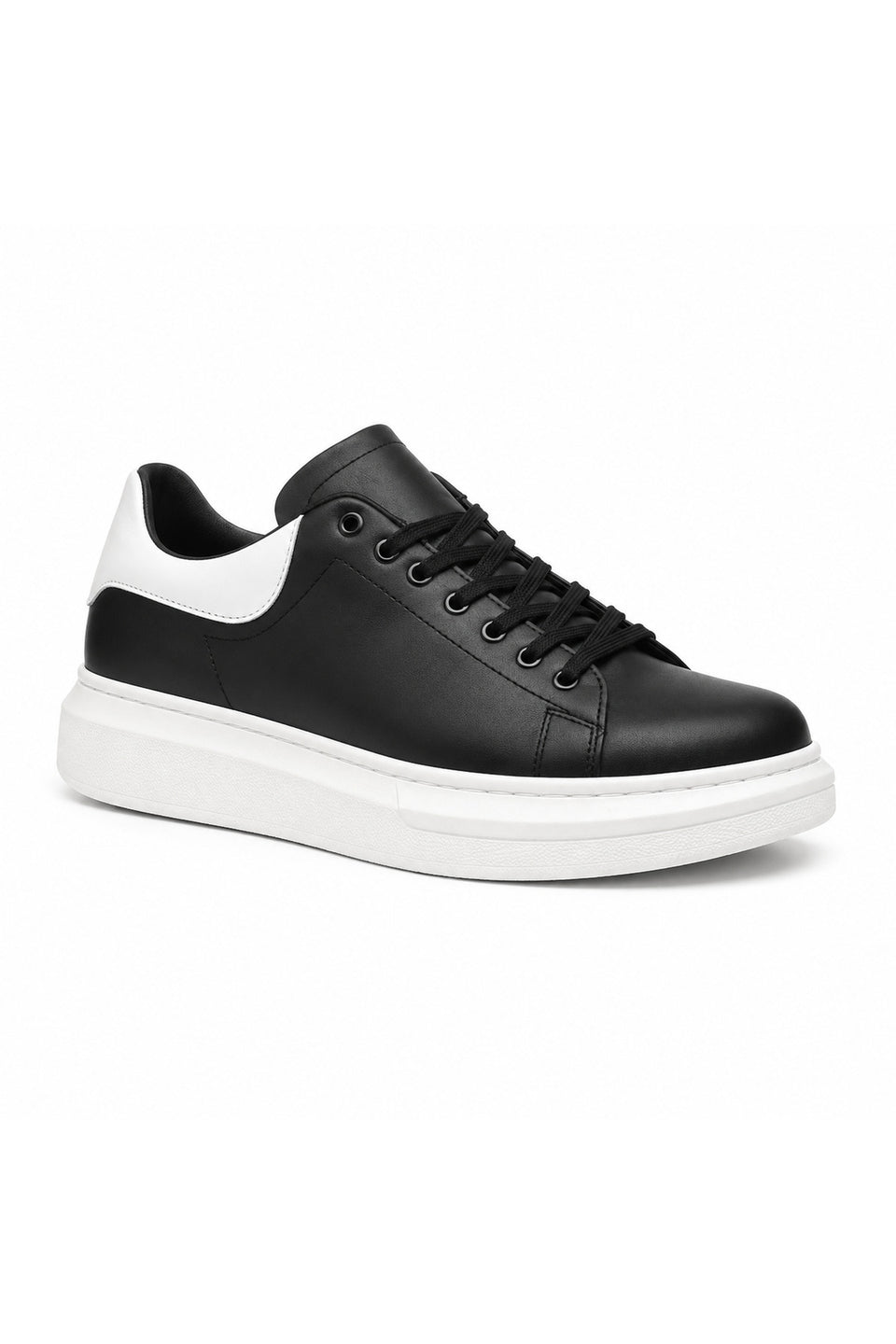 BESKAR BA0547 Siyah Beyaz Topuk Detaylı Bağcıklı Kalın Tabanlı Erkek Sneaker