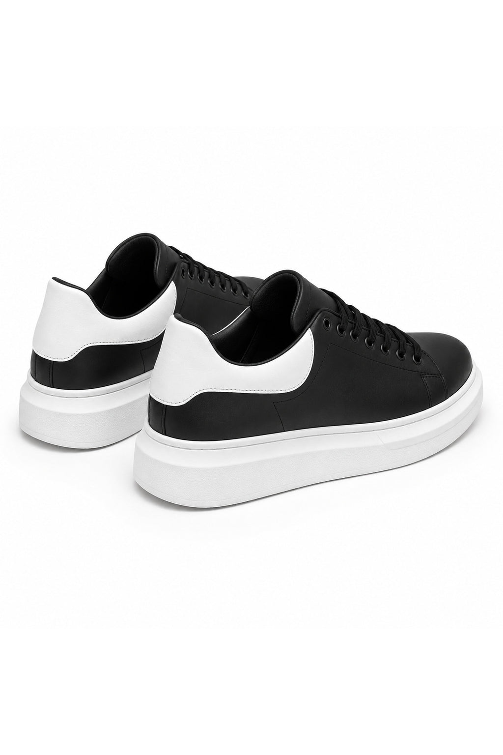 BESKAR BA0547 Siyah Beyaz Topuk Detaylı Bağcıklı Kalın Tabanlı Erkek Sneaker — görsel 4