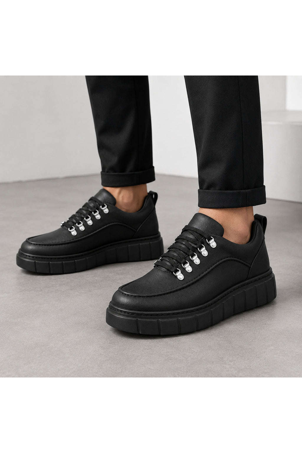 BESKAR KB X10 Kömür Cilt Yüksek Tabanlı Erkek Günlük Sneaker — görsel 2