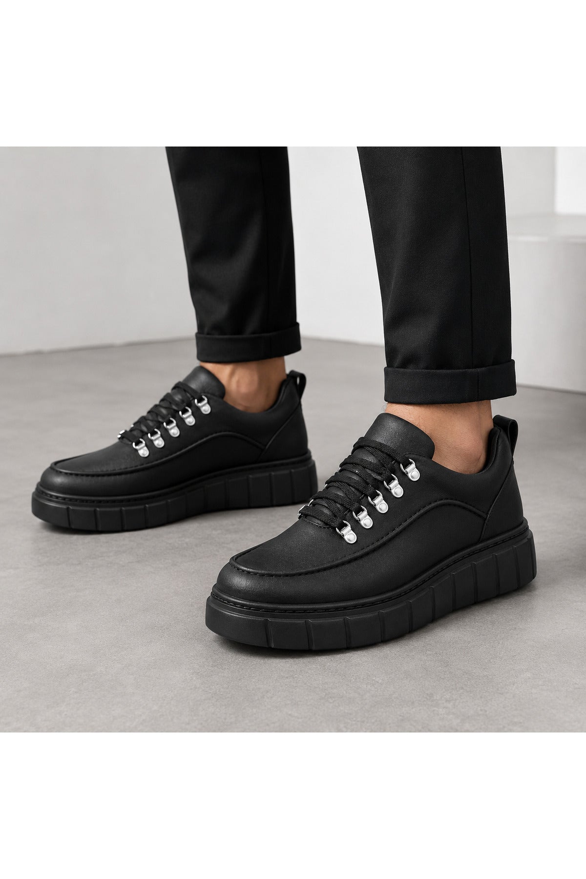 BESKAR KB X10 Kömür Cilt Yüksek Tabanlı Erkek Günlük Sneaker — görsel 2