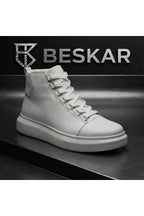 BESKAR BA0713 Beyaz Bağcıklı Yüksek Tabanlı Erkek Spor Bot — görsel 8