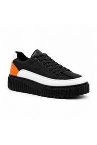 BESKAR BA0801 Paraşüt Kumaş Detaylı Erkek Sneaker — Siyah – Turuncu