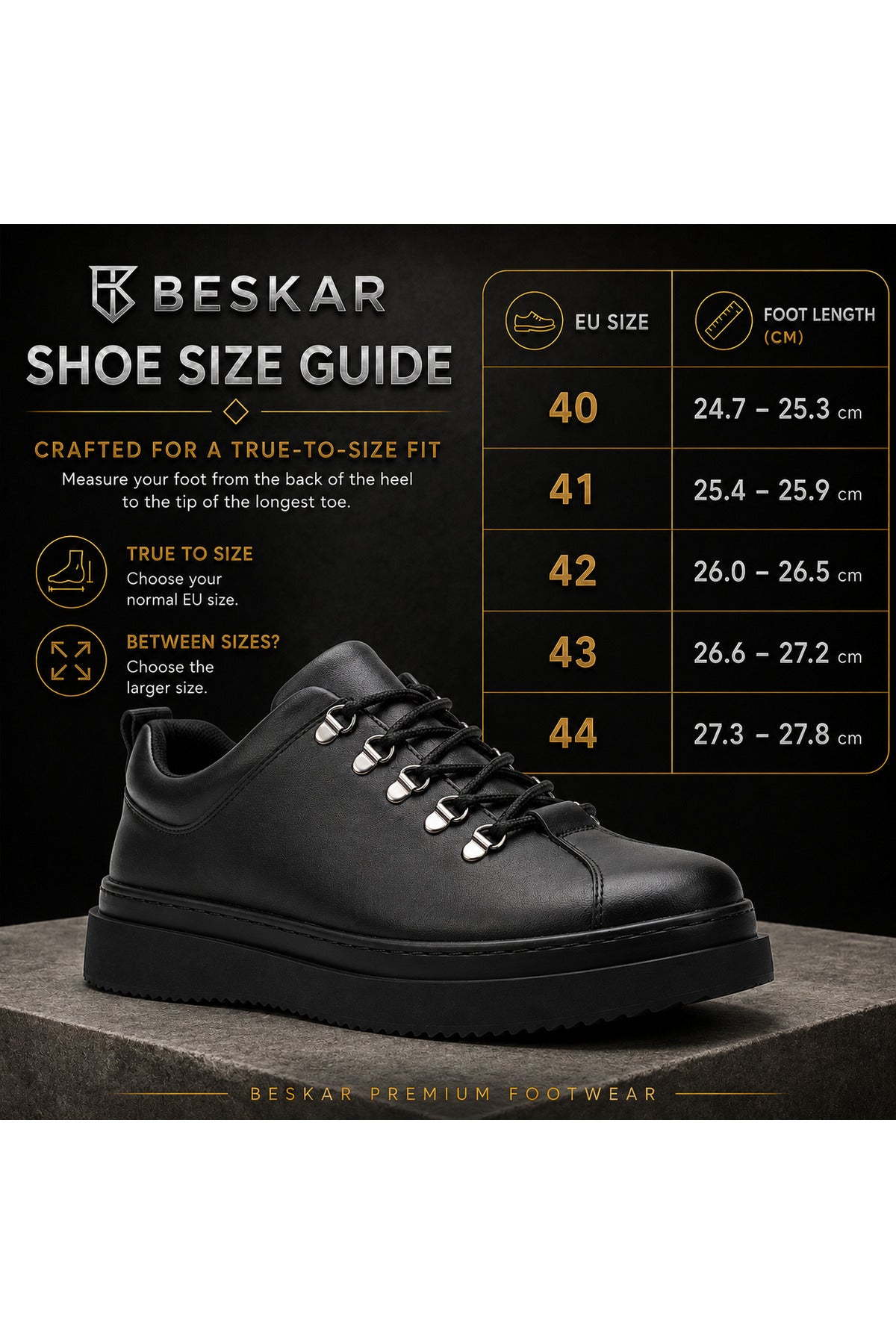 BESKAR KB X4 Mat Siyah Erkek Günlük Sneaker Ayakkabı — görsel 8