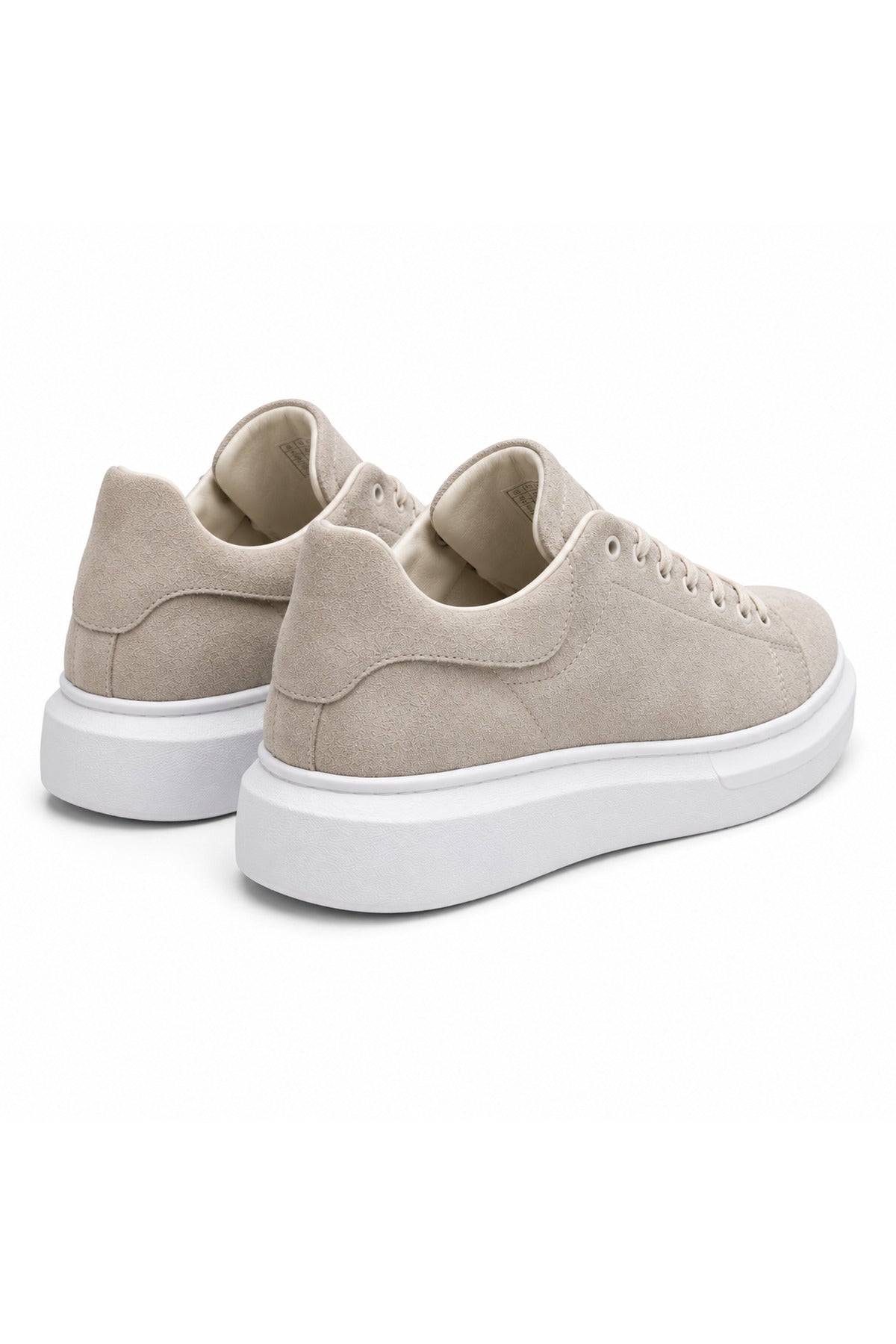 BESKAR BA0547 Krem Süet Görünümlü Bağcıklı Kalın Tabanlı Erkek Sneaker — görsel 5