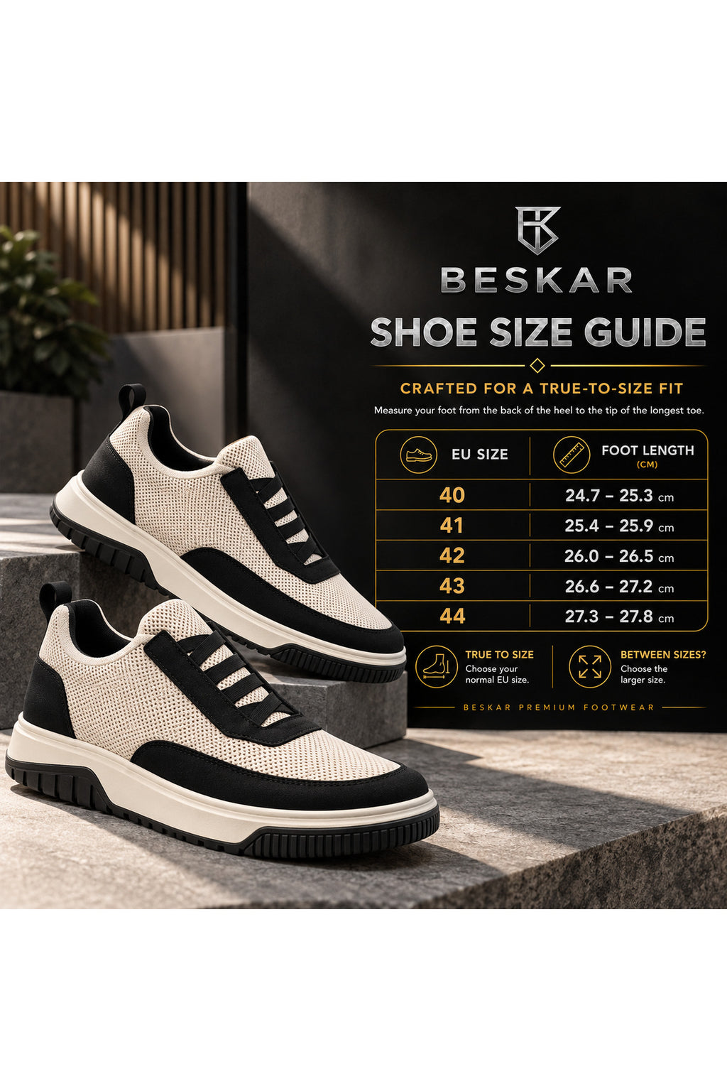 BESKAR BA0911 Bej Siyah Triko Erkek Günlük Sneaker Ayakkabı — görsel 8