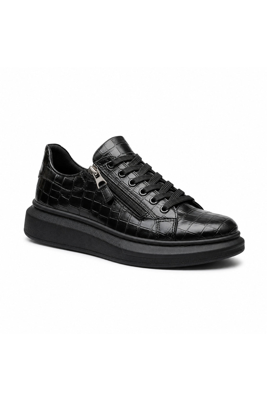 BESKAR KB 309 Kömür Fermuarlı Bağcıklı Erkek Günlük Sneaker — görsel 1