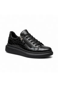 BESKAR KB 309 Fermuarlı Bağcıklı Erkek Günlük Sneaker — Kömür