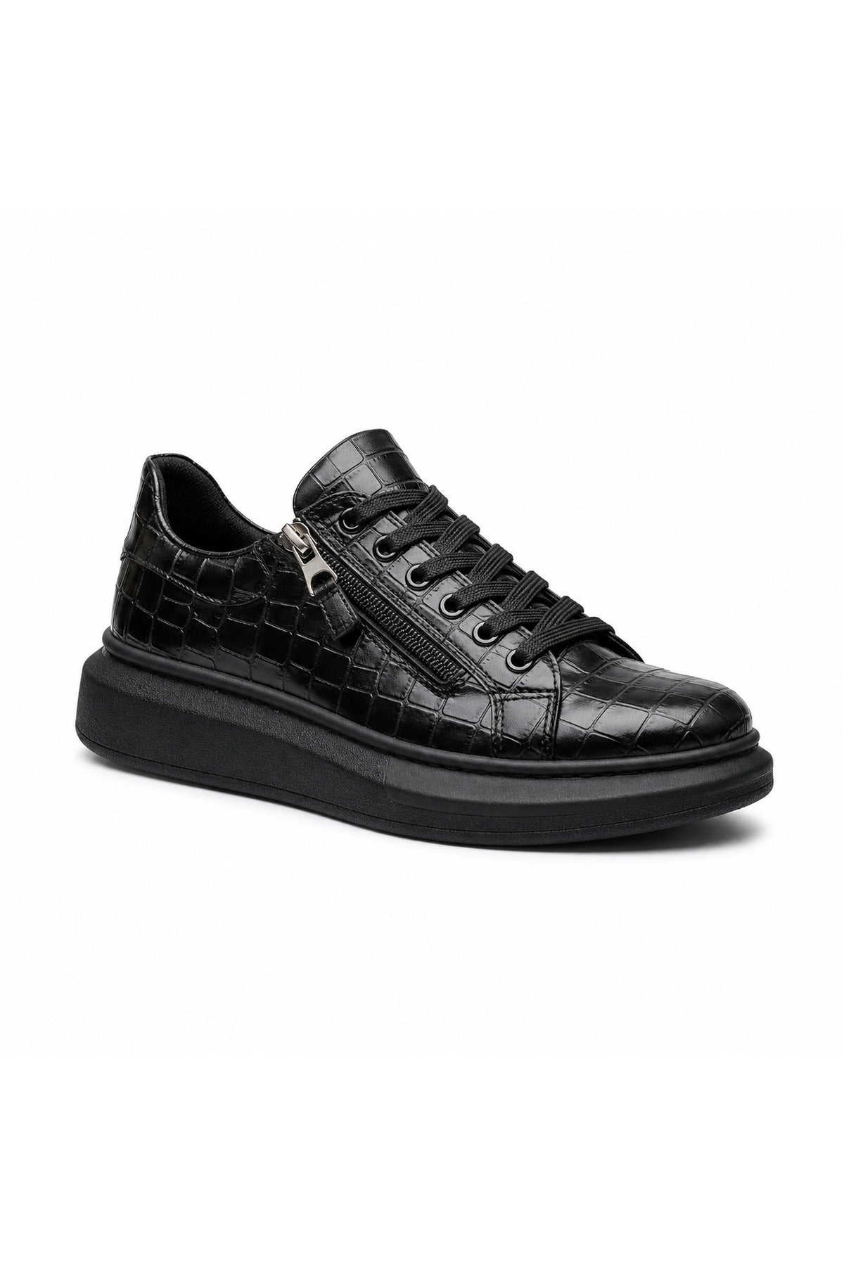 BESKAR KB 309 Kömür Fermuarlı Bağcıklı Erkek Günlük Sneaker — görsel 1