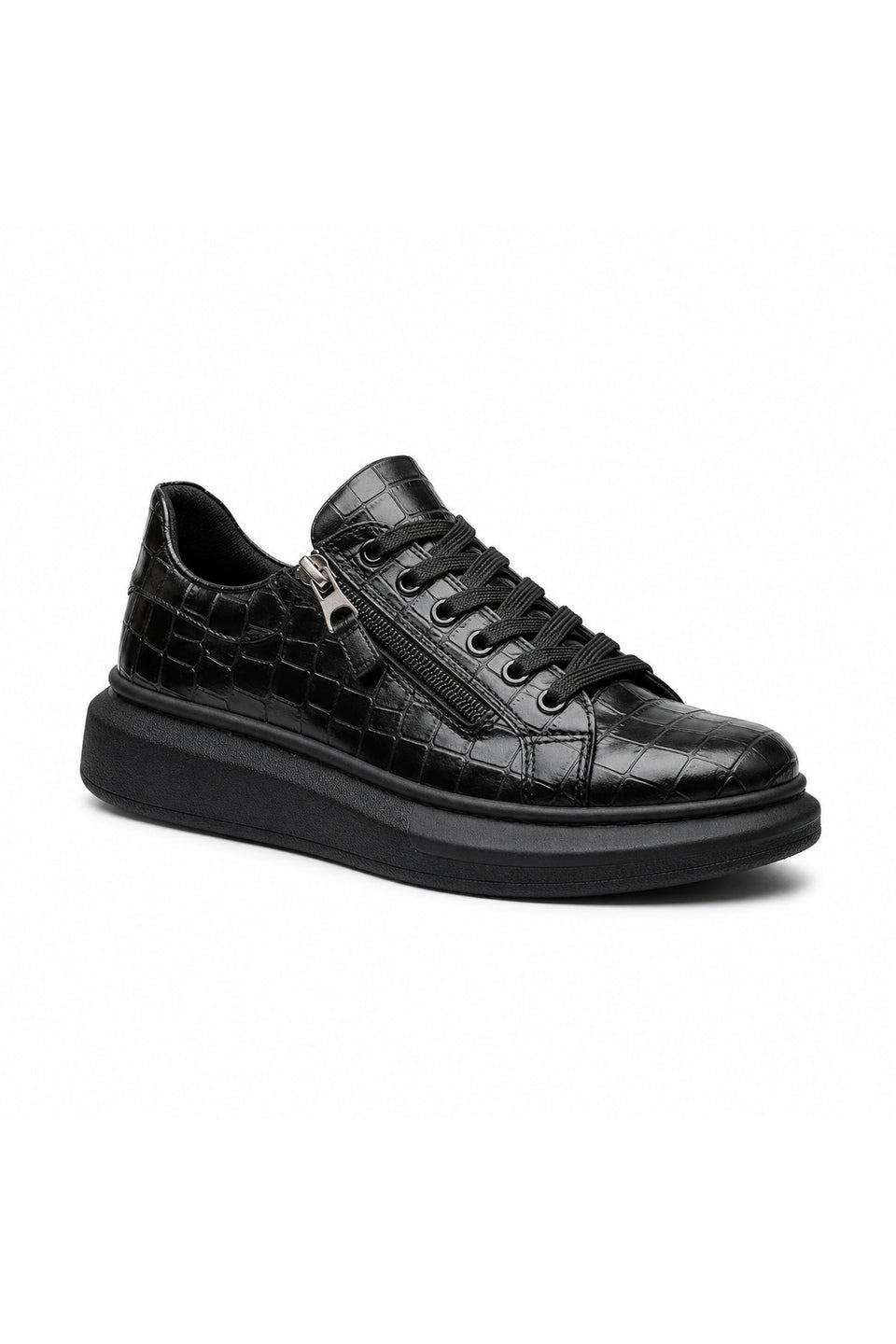 BESKAR KB 309 Kömür Fermuarlı Bağcıklı Erkek Günlük Sneaker