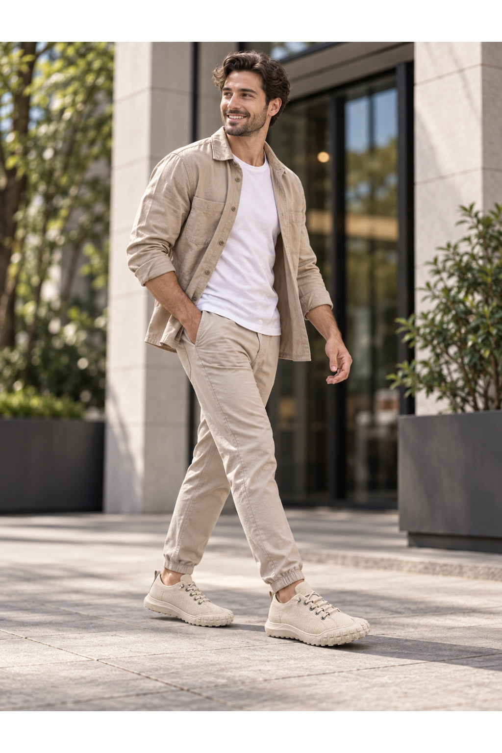 BESKAR BA0248 Krem Esnek Bağcıklı Erkek Günlük Sneaker — görsel 5