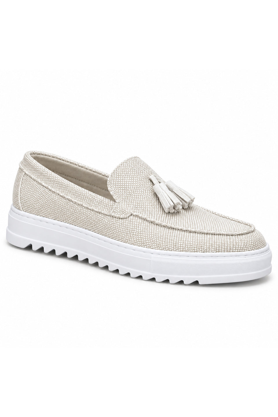 BESKAR BA0154 Beyaz Püsküllü Yüksek Tabanlı Erkek Loafer Ayakkabı
