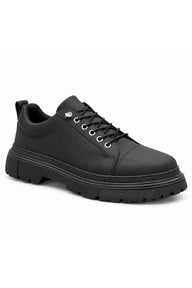 BESKAR BA0245 Esnek Bağcıklı Yüksek Tabanlı Erkek Sneaker — Kömür