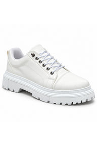 BESKAR BA0245 Esnek Bağcıklı Yüksek Tabanlı Erkek Sneaker — Beyaz