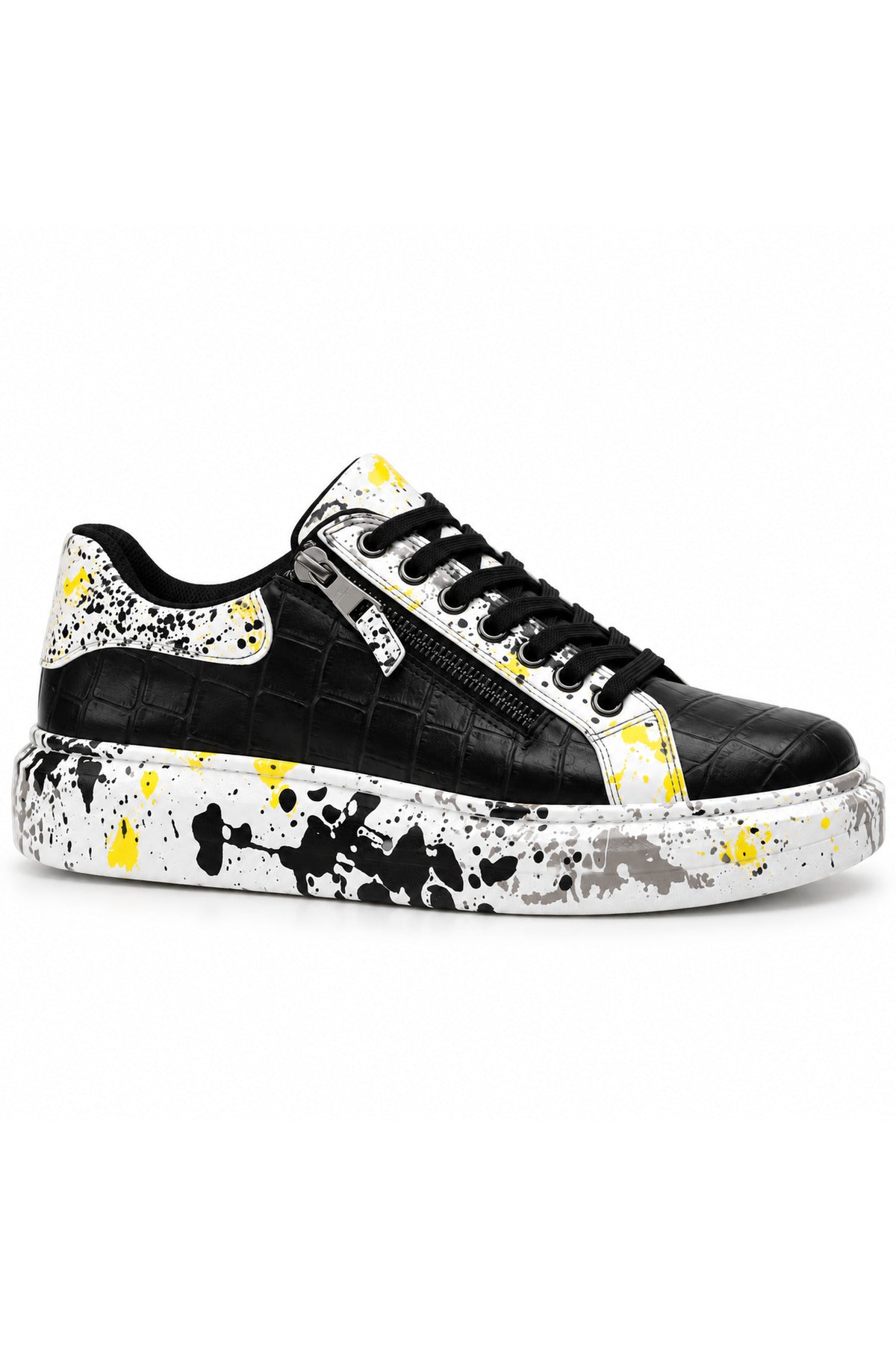 BESKAR KB 02 Siyah Sarı Dokulu Bağcıklı Erkek Sneaker — görsel 4