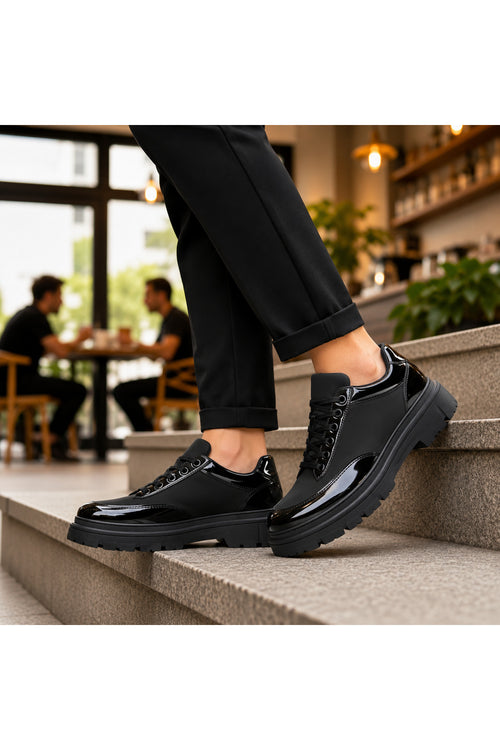 BESKAR BA0243 Kömür Rugan Paraşüt Detaylı Bağcıklı Erkek Sneaker — görsel 2