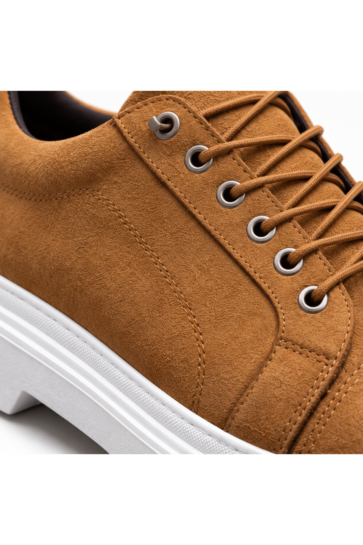 BESKAR BA0245 Taba Süet Görünümlü Esnek Bağcıklı Yüksek Tabanlı Erkek Sneaker — görsel 4