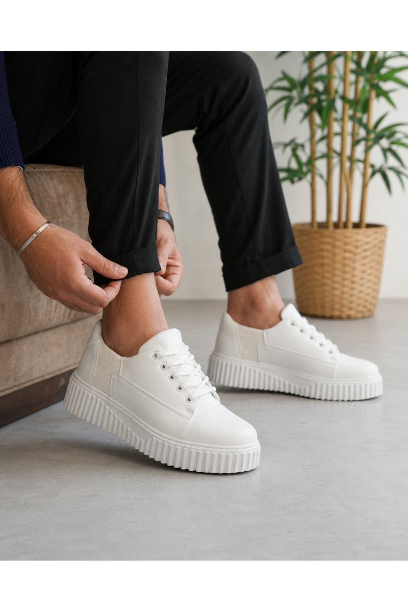 BESKAR KB X516 Beyaz Cilt Erkek Günlük Sneaker Ayakkabı