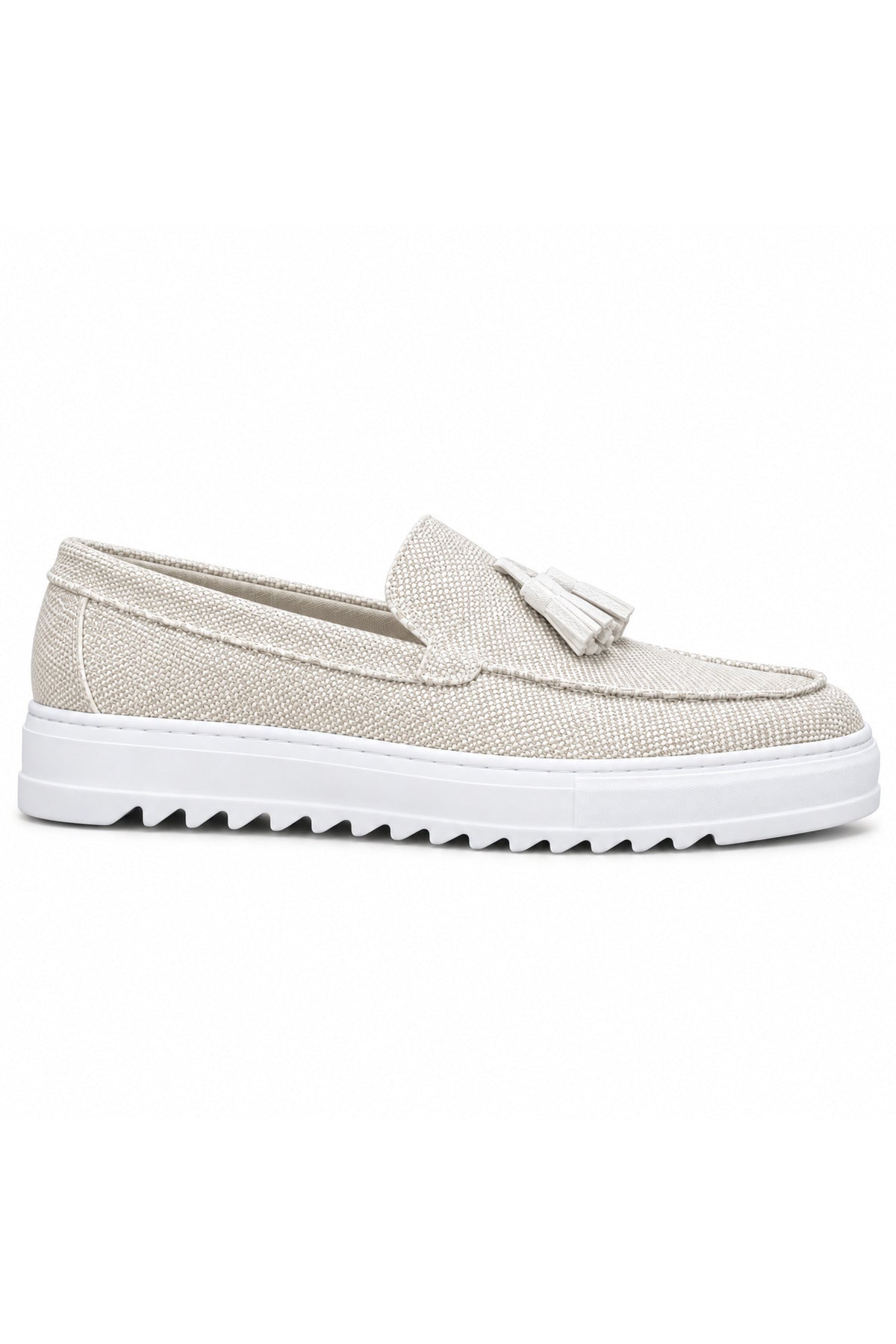 BESKAR BA0154 Beyaz Püsküllü Yüksek Tabanlı Erkek Loafer Ayakkabı — görsel 3