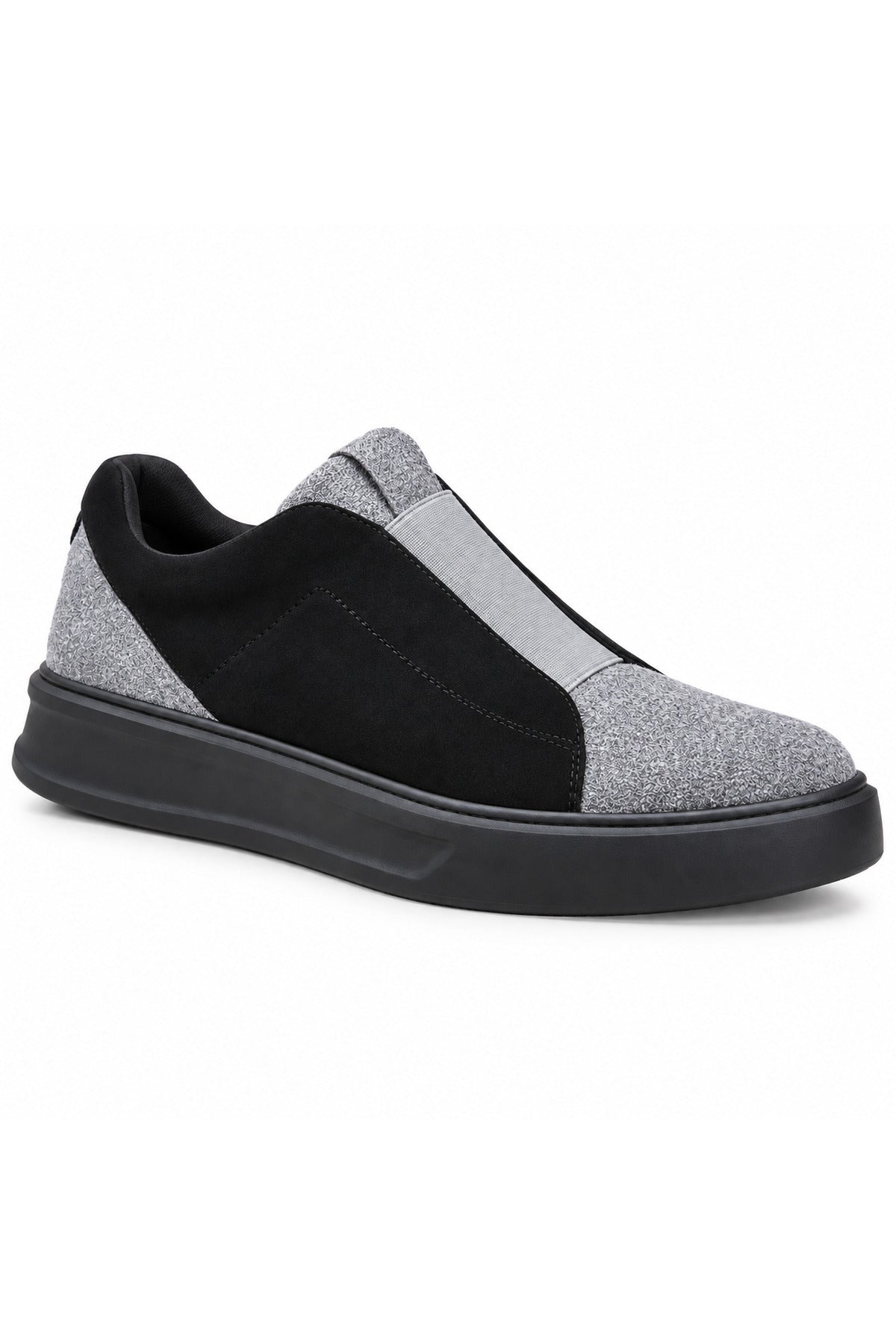 BESKAR KB 007 Siyah Gri Tek Bant Cırtlı Erkek Günlük Sneaker — görsel 1