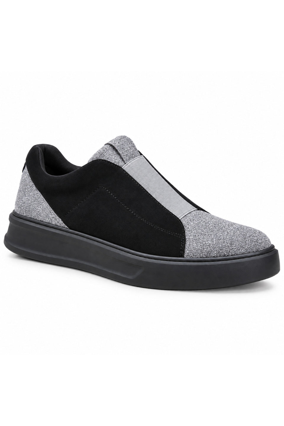 BESKAR KB 007 Siyah Gri Tek Bant Cırtlı Erkek Günlük Sneaker