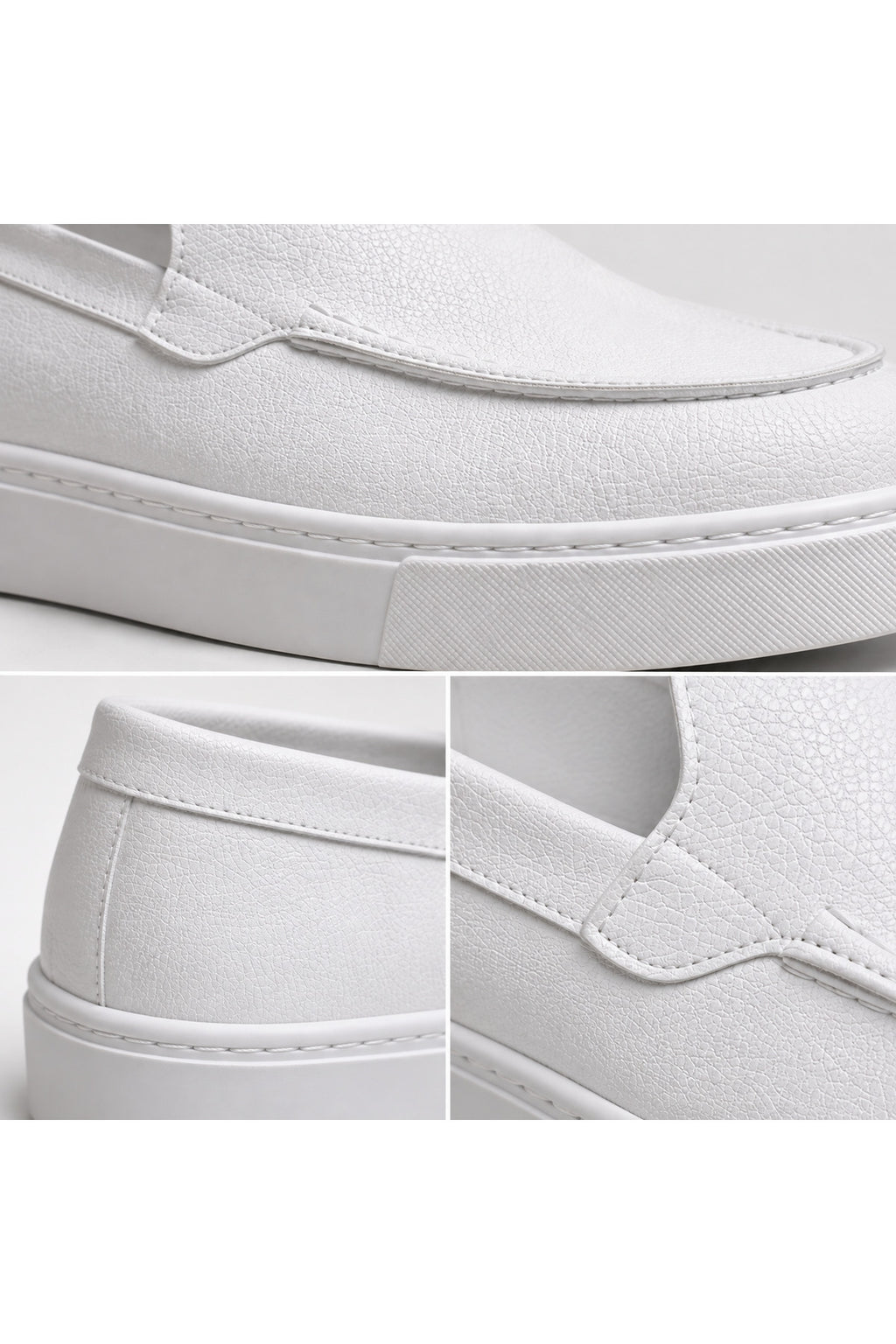 BESKAR BA0241 Beyaz Cilt Bağcıksız Yüksek Tabanlı Erkek Sneaker — görsel 6
