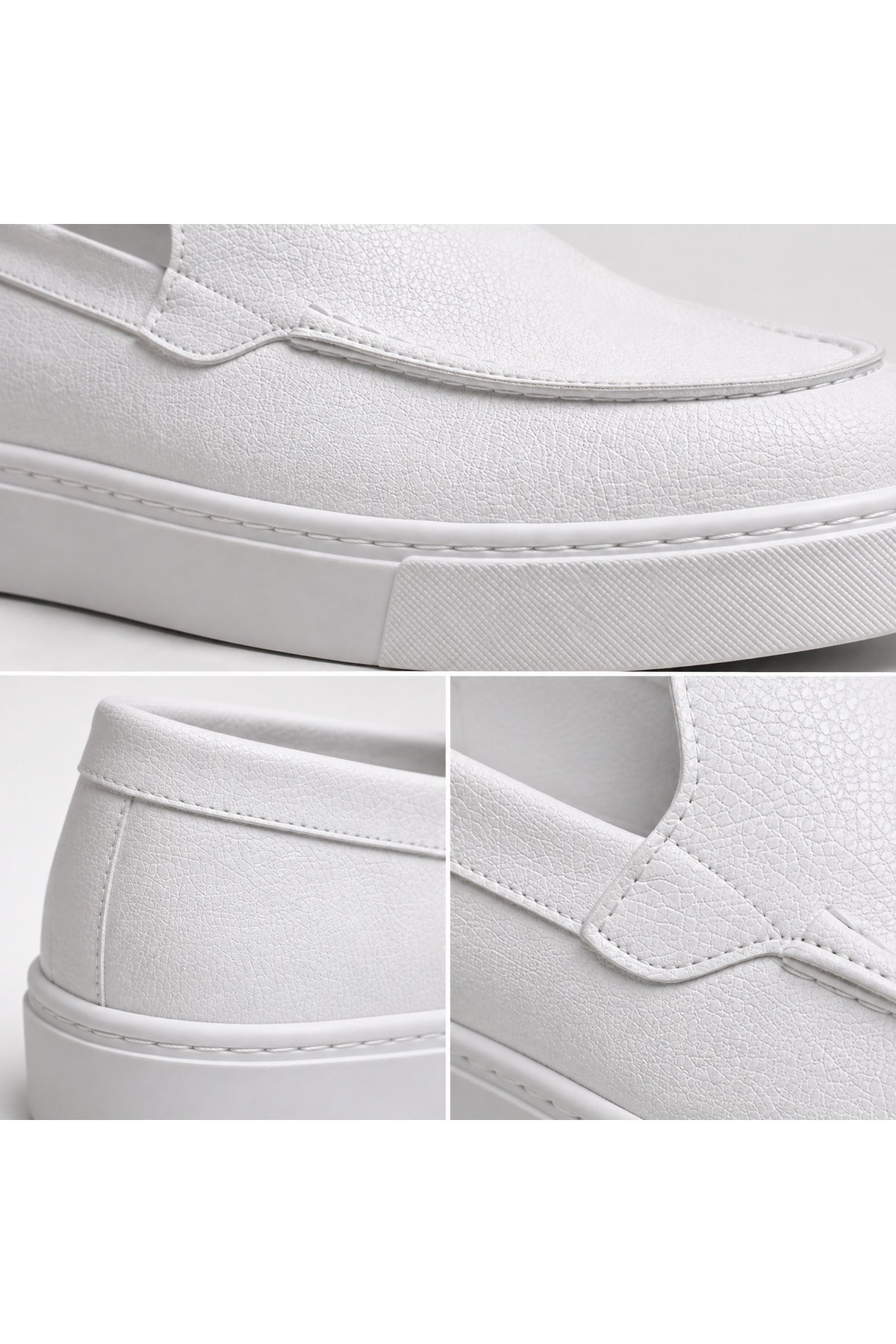 BESKAR BA0241 Beyaz Cilt Bağcıksız Yüksek Tabanlı Erkek Sneaker — görsel 6