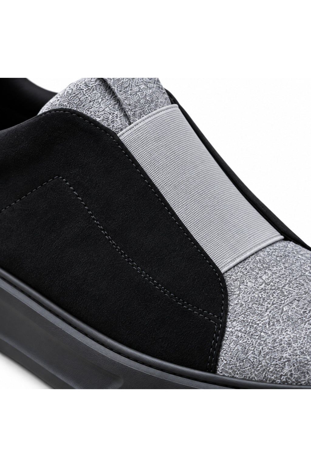 BESKAR KB 007 Siyah Gri Tek Bant Cırtlı Erkek Günlük Sneaker — görsel 4