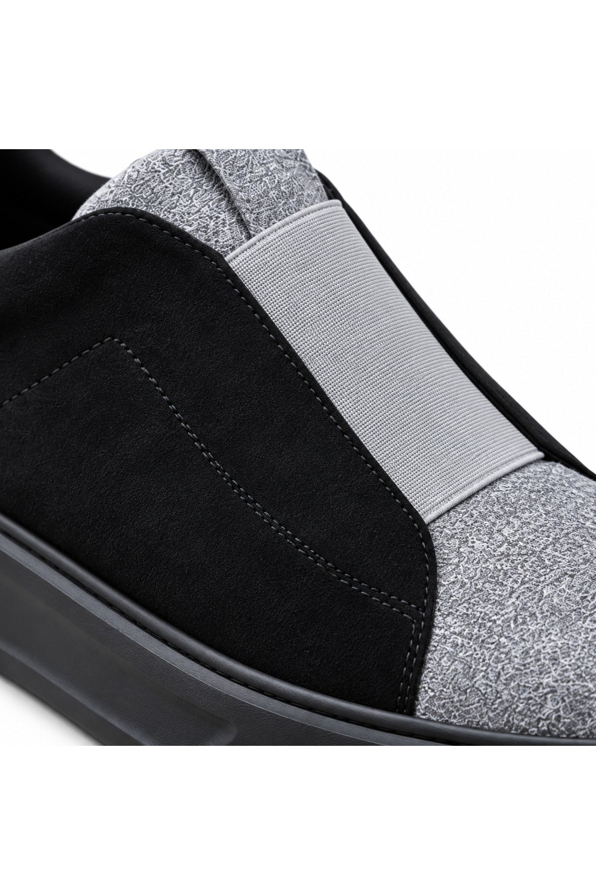 BESKAR KB 007 Siyah Gri Tek Bant Cırtlı Erkek Günlük Sneaker — görsel 4